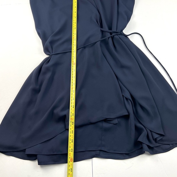 Aritzia Babaton Wallace Wrap Dress size L Navy Silky Elegant Quiet Luxury Party - Picture 8 of 11